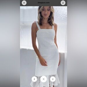 Chic White Crochet Midi Dress